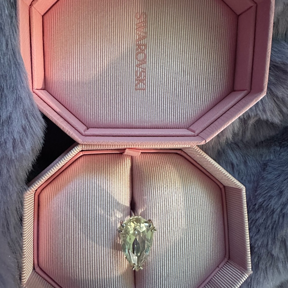 Swarovski Pear-Cut Crystal Ring in Pink Box